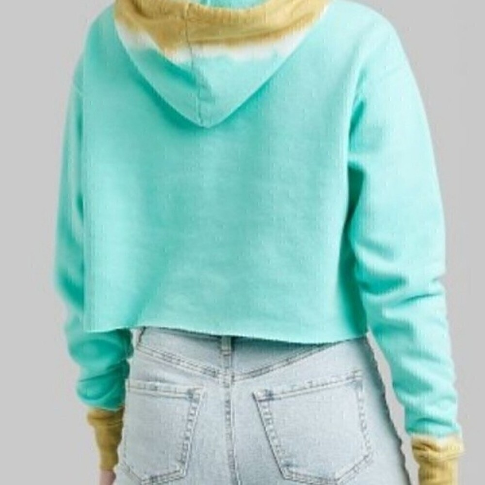 Wild Fable Women's Mint Tie Dye Pullover Crop Hoodie Sweatshirt - Picture 3 of 5